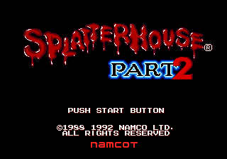 Splatterhouse Part 2 title screen for Sega Mega Drive